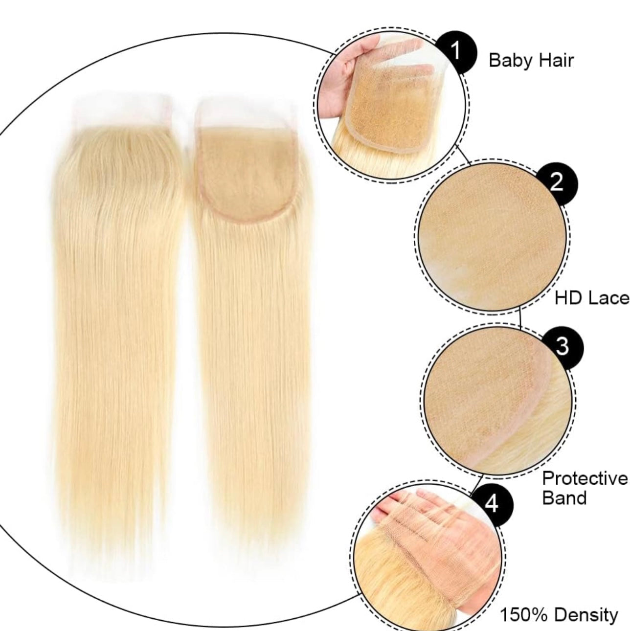 #613 5X5 LUXE BLONDE CLOSURE - STRAIGHT (HD LACE)