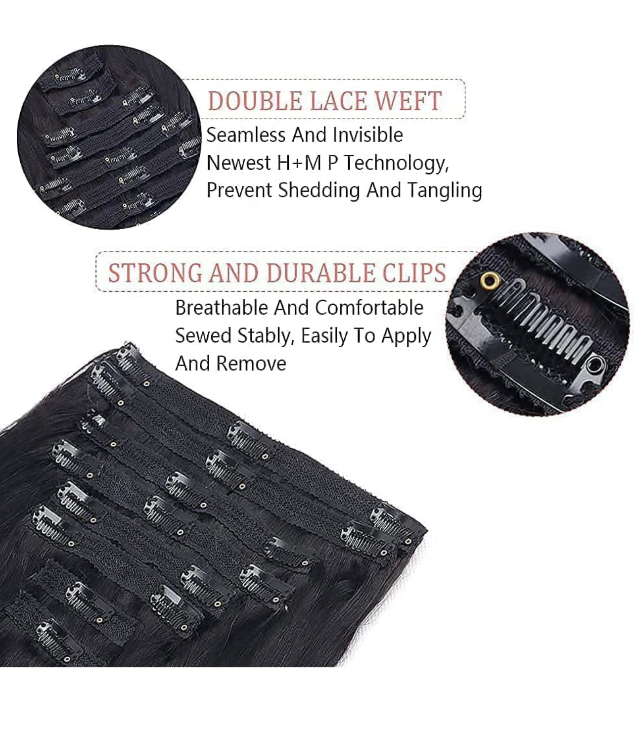 1B/NATURAL BLACK STRAIGHT CLIP-IN EXTENSIONS