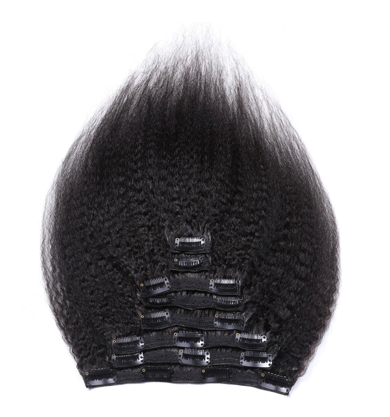 1B/NATURAL BLACK KINKY STRAIGHT CLIP-IN EXTENSIONS