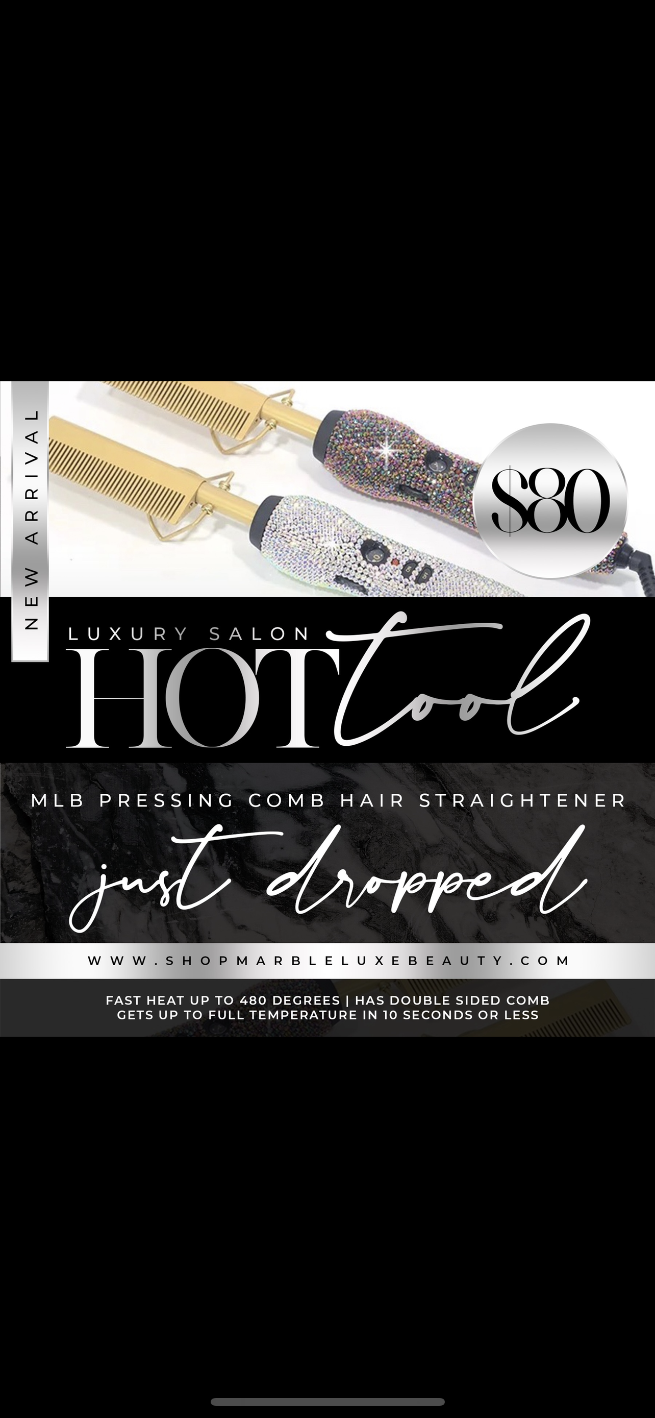 MLB BLING HOT COMB - SILVER SHOP MARBLE LUXE BEAUTY