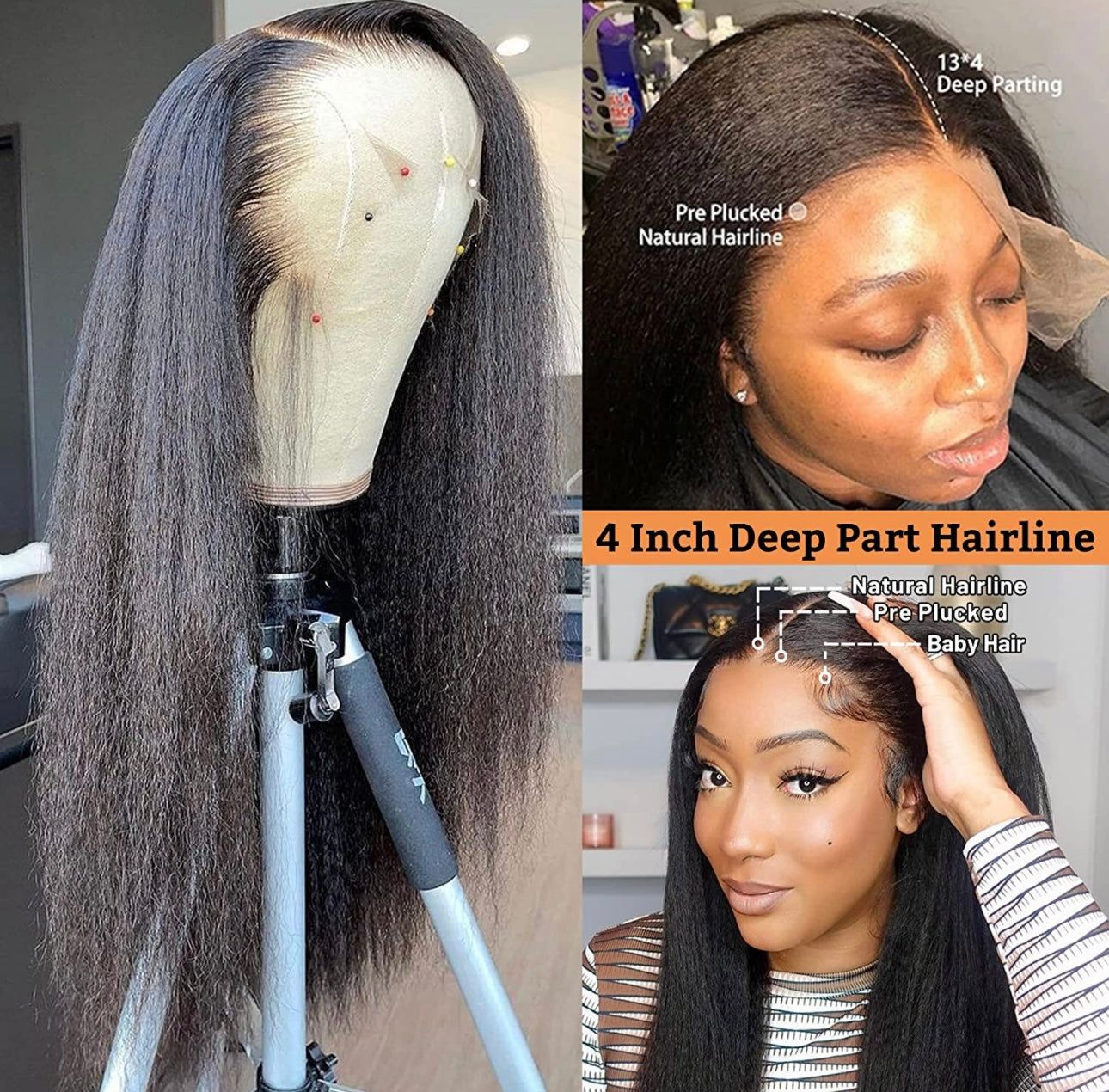 NEW! 13X4 KINKY STRAIGHT LACE FRONTAL WIG (HD LACE) - 200% DENSITY