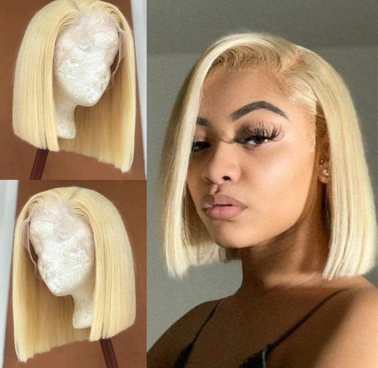 #613 13X4 FRONTAL BLONDE BOB WIG - STRAIGHT (HD LACE)
