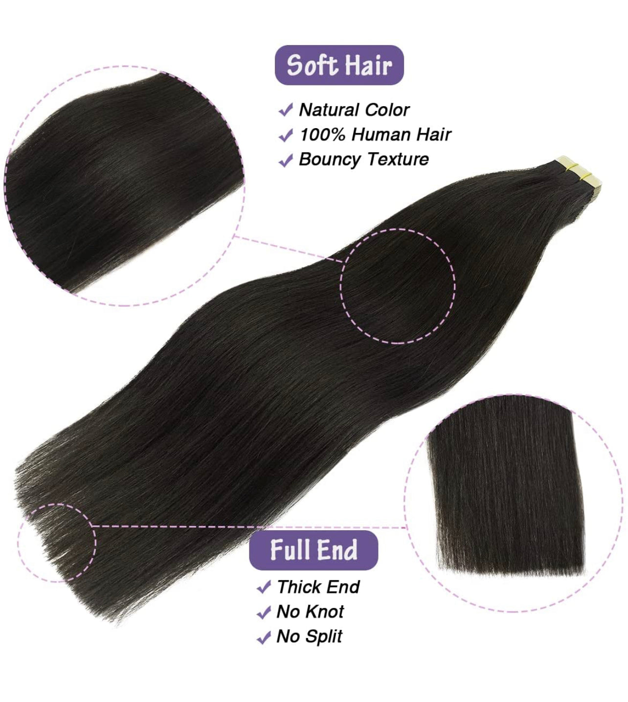 TAPE IN EXTENSION - STRAIGHT (40 PIECES = 1 PACK)