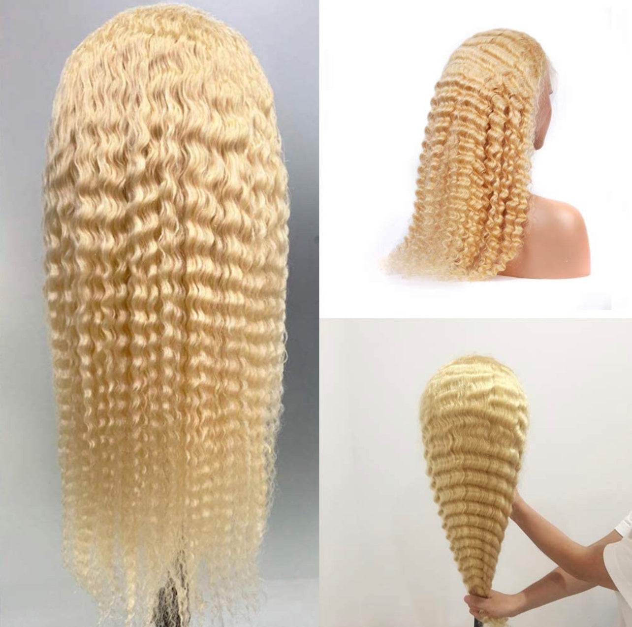 #613 LUXE BLONDE (DEEP CURLY FRONT LACE WIG) - TRANSPARENT LACE
