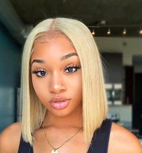 #613 13X4 FRONTAL BLONDE BOB WIG - STRAIGHT (HD LACE)