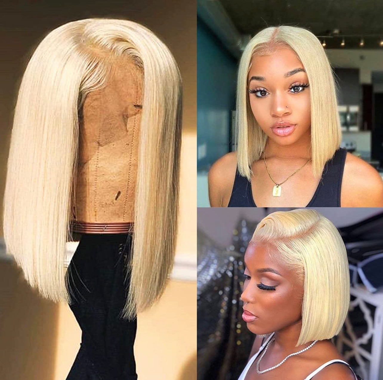 #613 13X4 FRONTAL BLONDE BOB WIG - STRAIGHT (HD LACE)