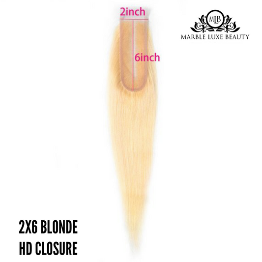 NEW! #613 BLONDE 2X6 HD CLOSURE STRAIGHT - (NOTE: 3 DAYS WAIT)