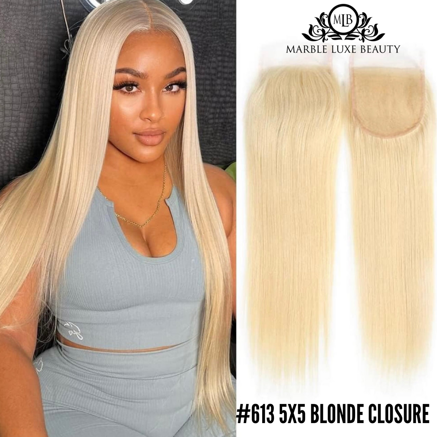 #613 5X5 LUXE BLONDE CLOSURE - STRAIGHT (HD LACE)