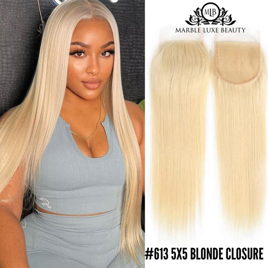 #613 5X5 LUXE BLONDE CLOSURE - STRAIGHT (HD LACE)