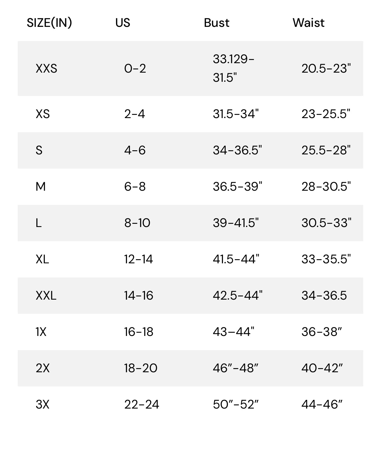 Size Chart