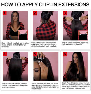 1B/NATURAL BLACK STRAIGHT CLIP-IN EXTENSIONS