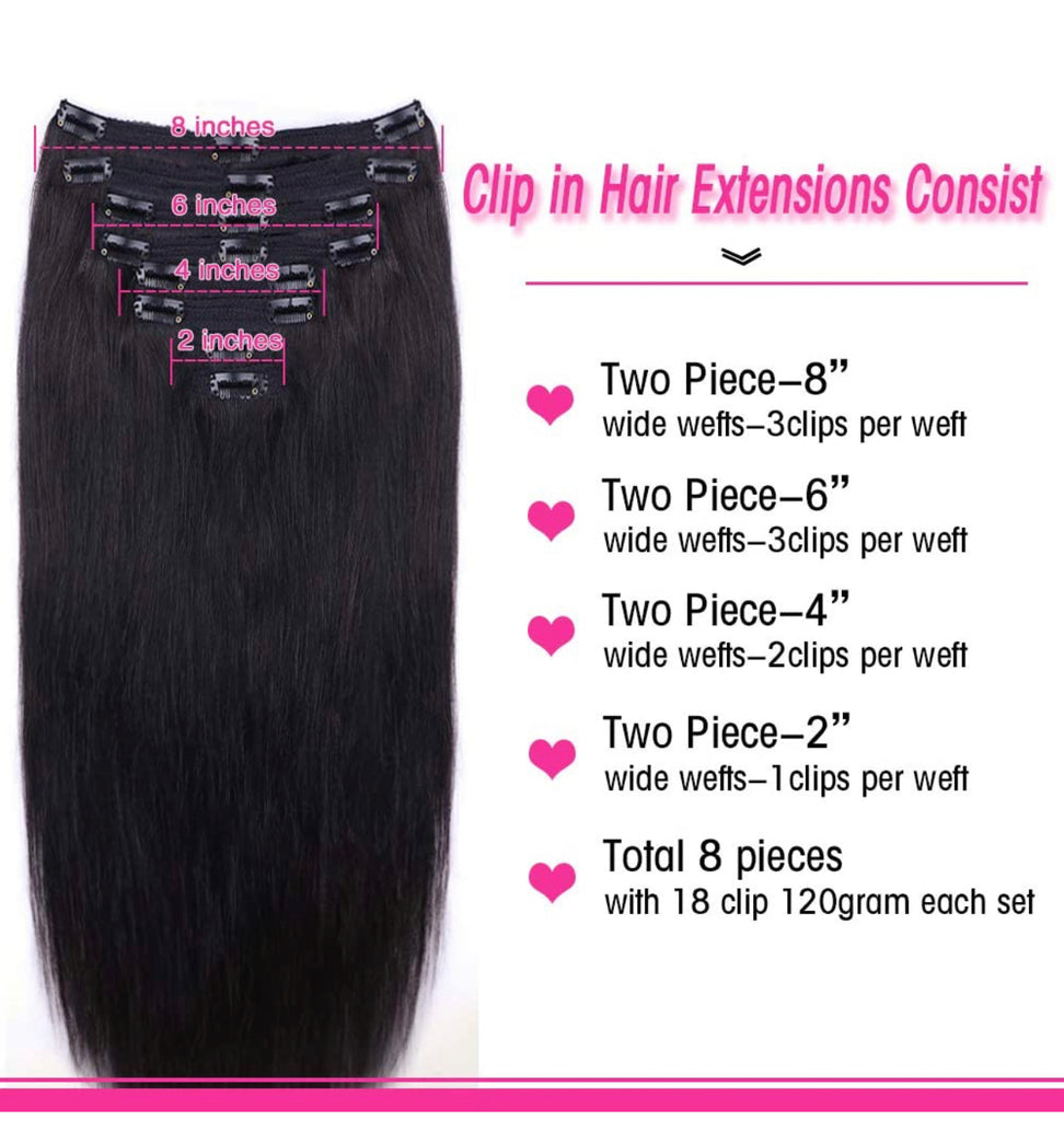 1B/NATURAL BLACK STRAIGHT CLIP-IN EXTENSIONS
