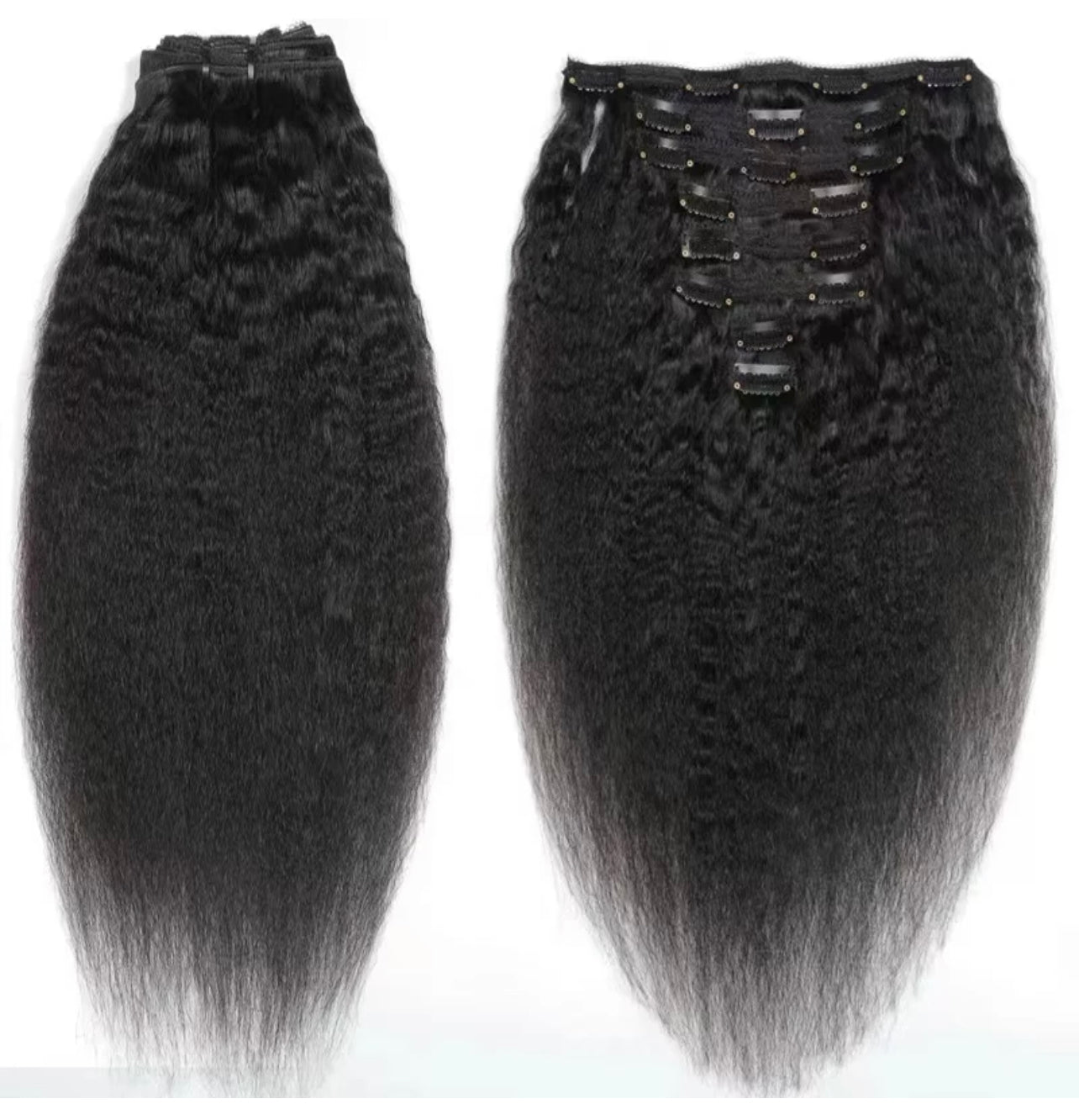 1B/NATURAL BLACK KINKY STRAIGHT CLIP-IN EXTENSIONS
