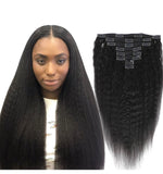 1B/NATURAL BLACK KINKY STRAIGHT CLIP-IN EXTENSIONS