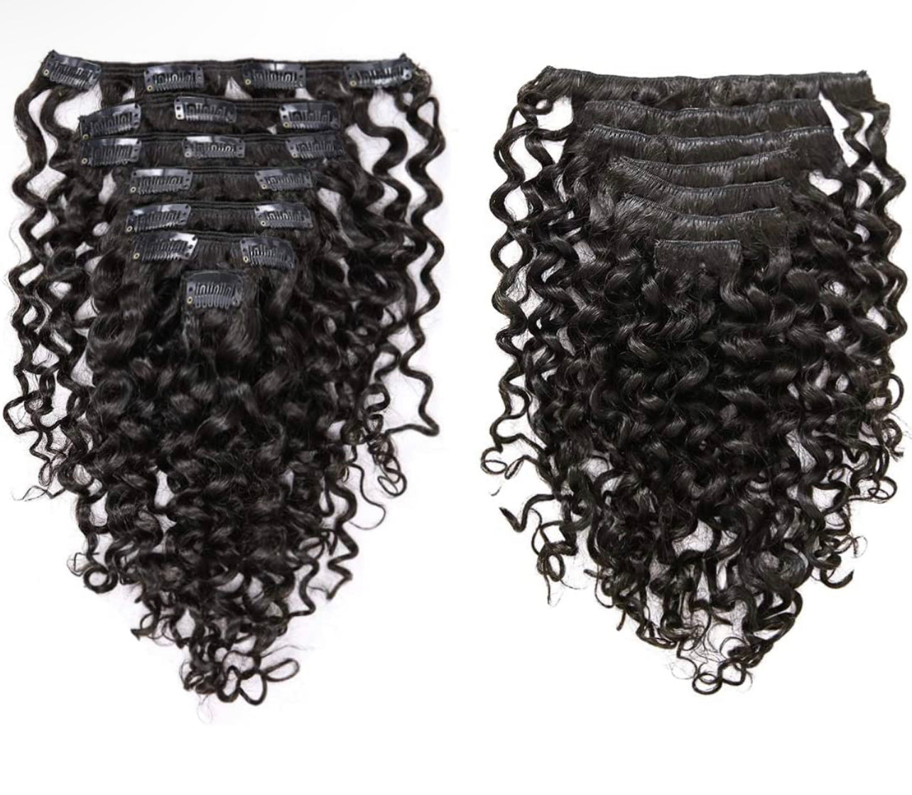 1B/NATURAL BLACK DEEP CURLY CLIP-IN EXTENSIONS