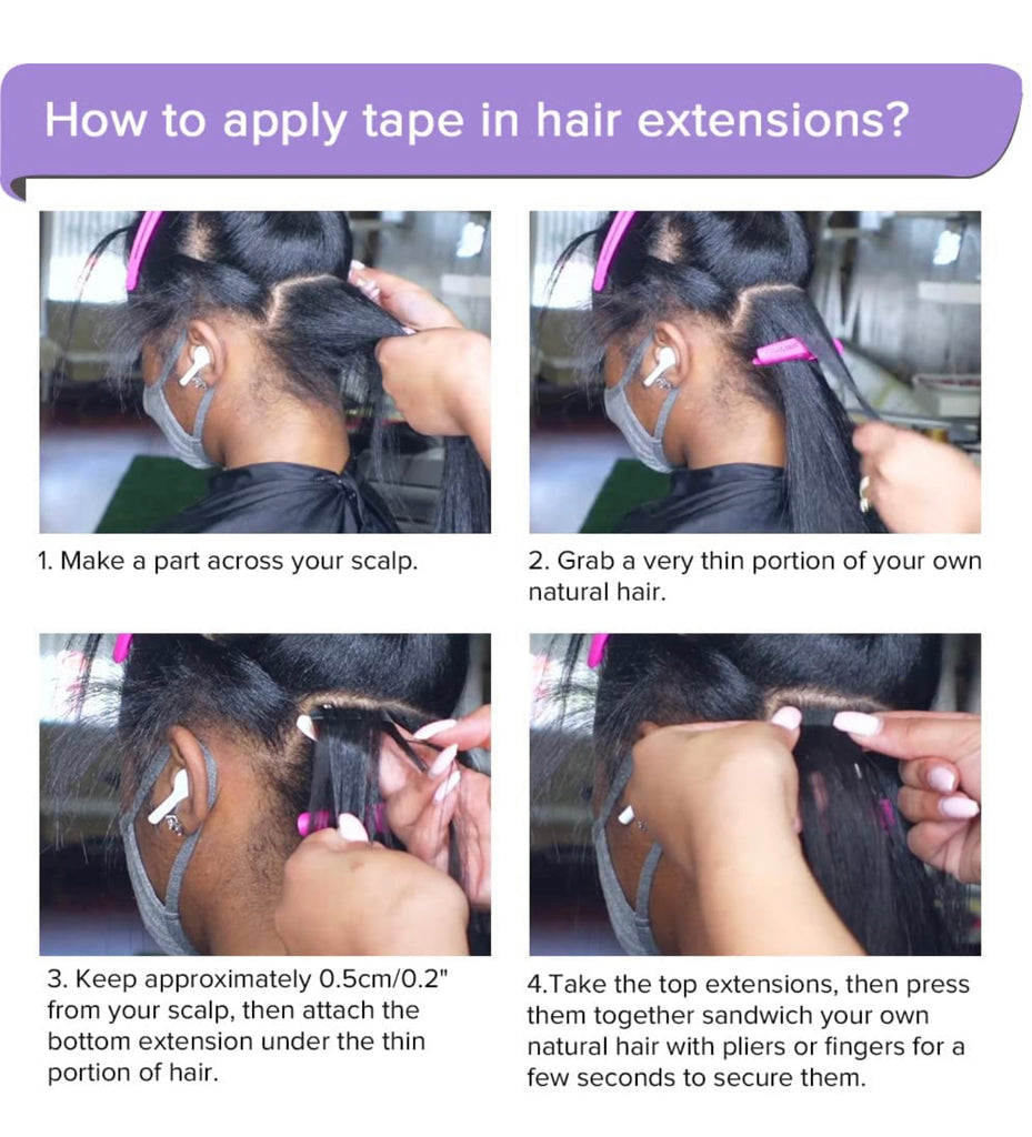 TAPE IN EXTENSION - KINKY STRAIGHT (40 PIECES = 1 PACK)