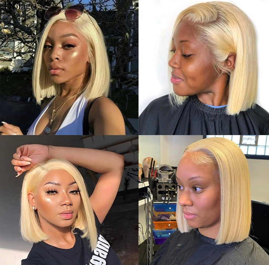 #613 13X4 FRONTAL BLONDE BOB WIG - STRAIGHT (HD LACE)