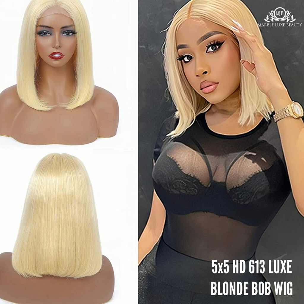 #613 5X5 LUXE BLONDE BOB WIG (HD LACE)