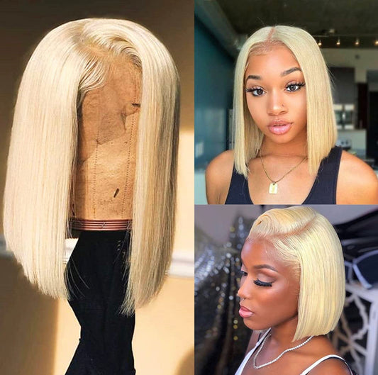 #613 13X4 FRONTAL BLONDE BOB WIG - STRAIGHT (HD LACE)
