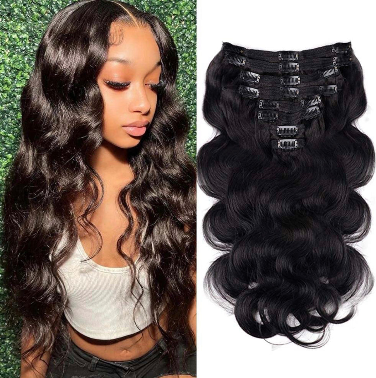 1B/NATURAL BLACK BODY WAVE CLIP-IN EXTENSIONS
